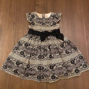 Janie and Jack Little Girls Black/Beige Dress Size 3